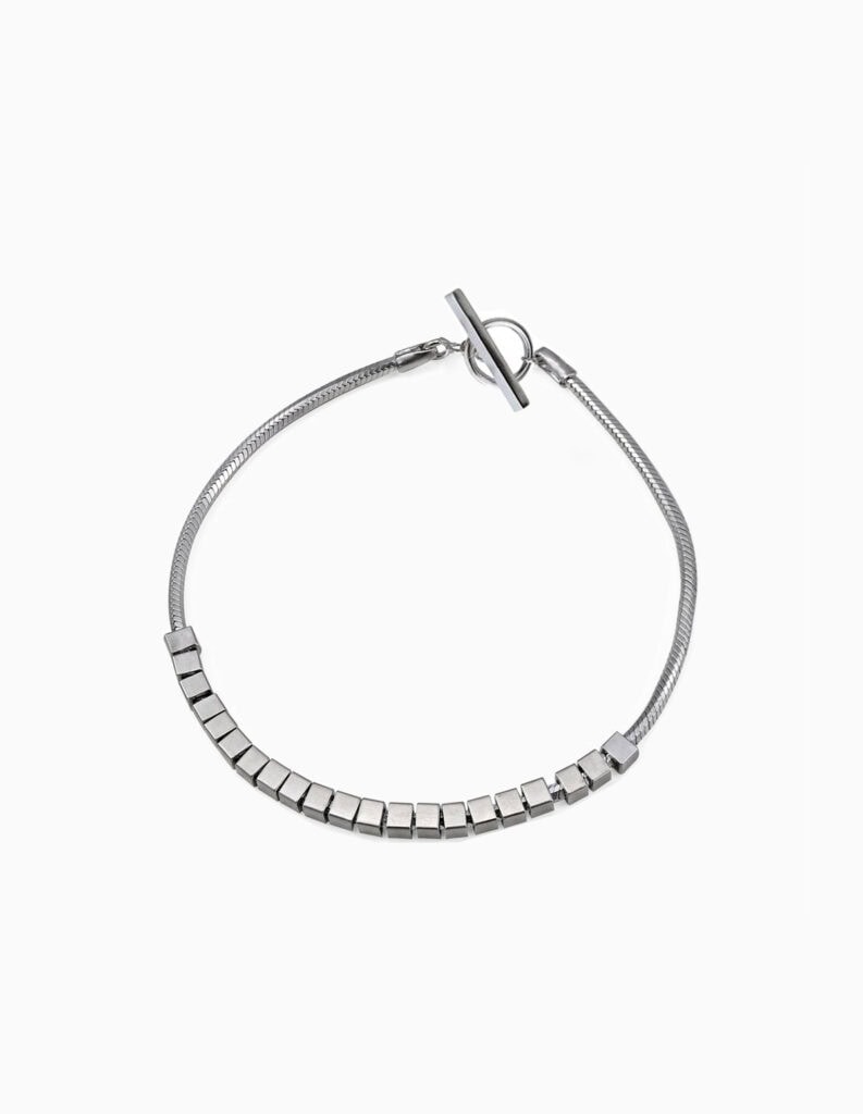 Bracelet metropolis cubes with T bar silver