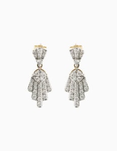Drop earrings diamond set 1.00ct total IJ/SI 9ct yellow gold