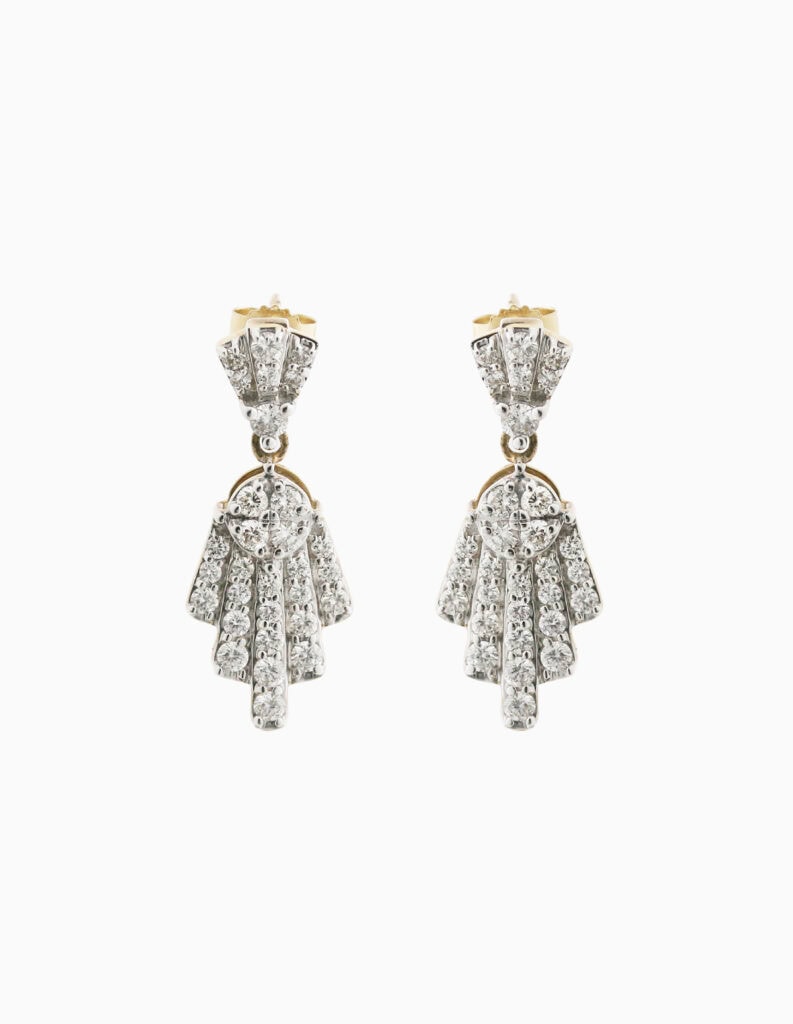 Drop earrings diamond set 1.00ct total IJ/SI 9ct yellow gold