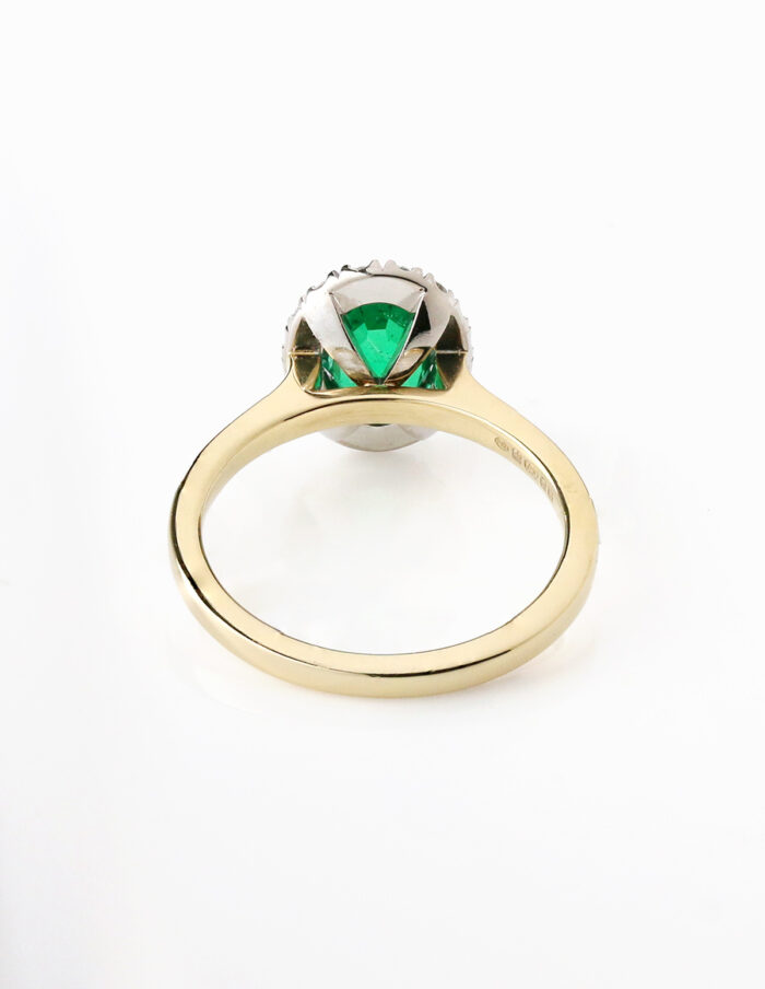18ct Emerald & Diamond Halo Ring