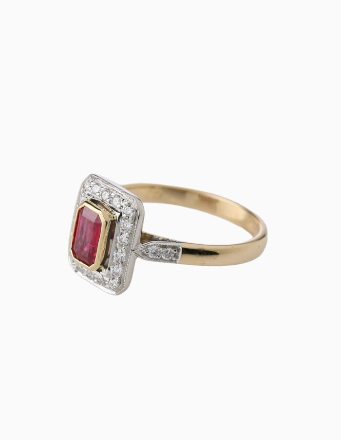18ct Ruby & Diamond Halo Ring