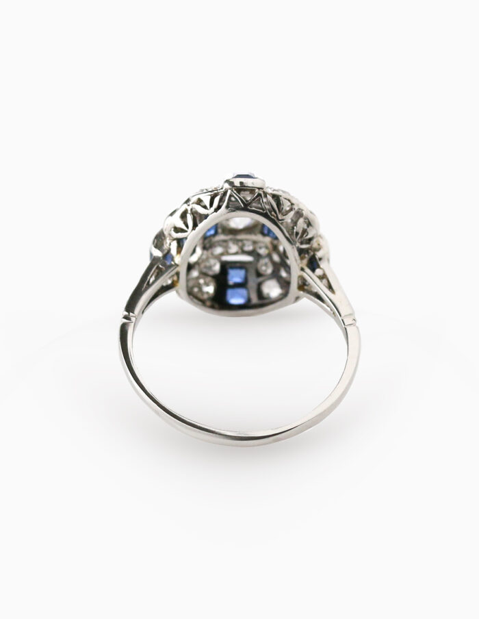 Platinum Sapphire & Diamond Art Deco Ring