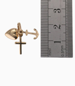 Charm heart anchor & cross 9ct yellow gold 1.1g — back view