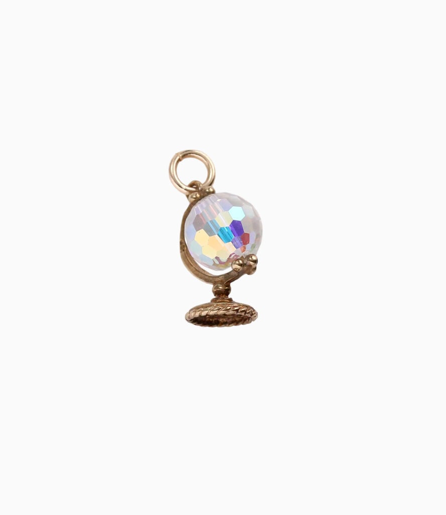 Charm faceted bead globe 9ct yellow gold