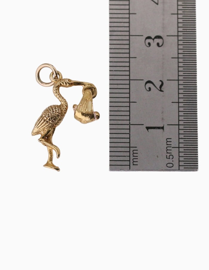 Charm stalk and baby 9ct yellow gold — back view