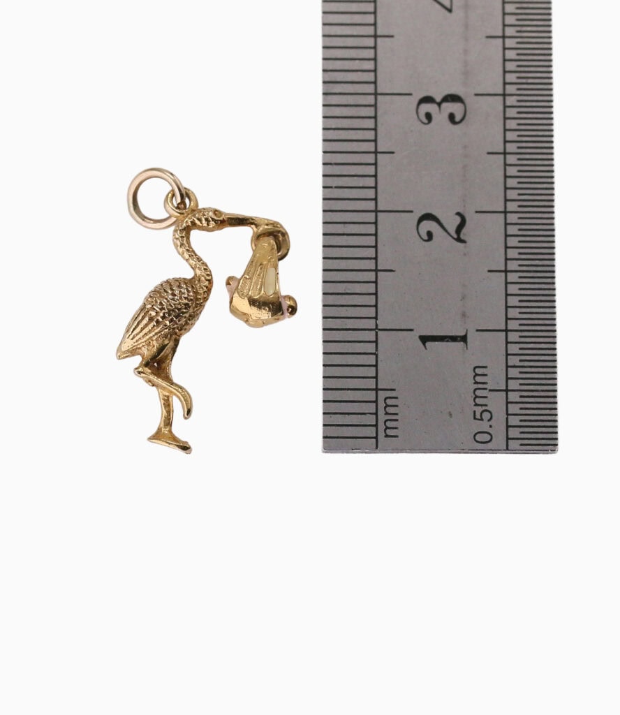 Charm stalk and baby 9ct yellow gold — back view