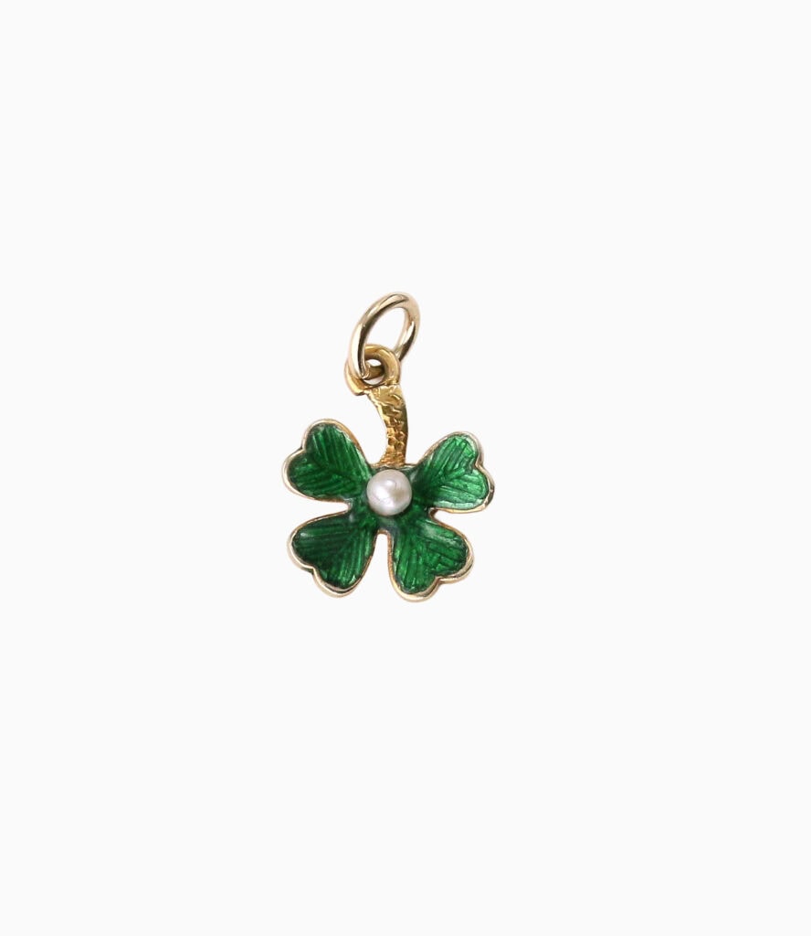 Charm enamel clover 9ct yellow gold 0.80g