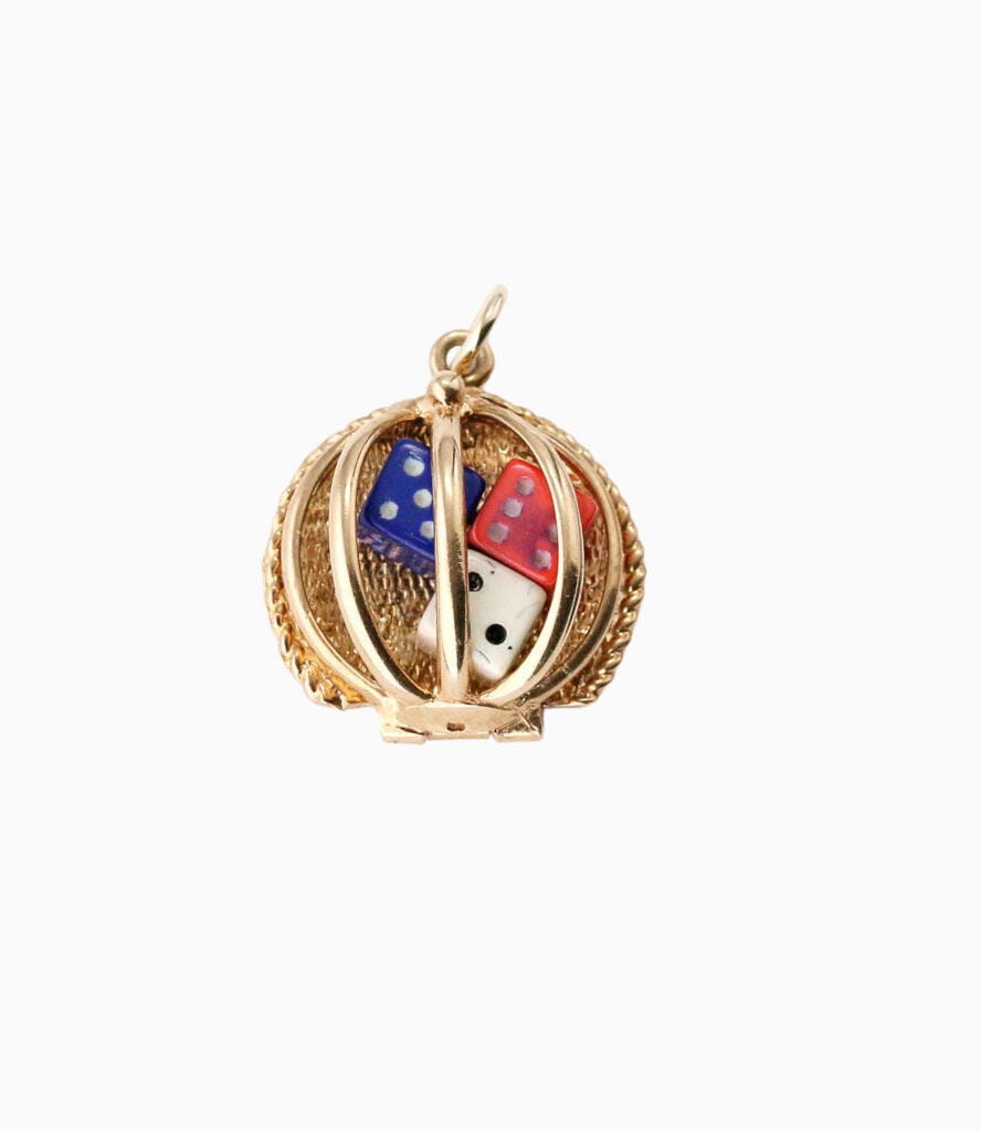 Charm Dice in Cage 9ct yellow gold 4.21g