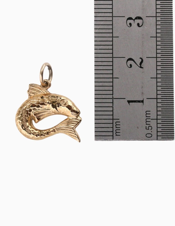 Charm hollow fish charm 9ct yellow gold 28538 — back view