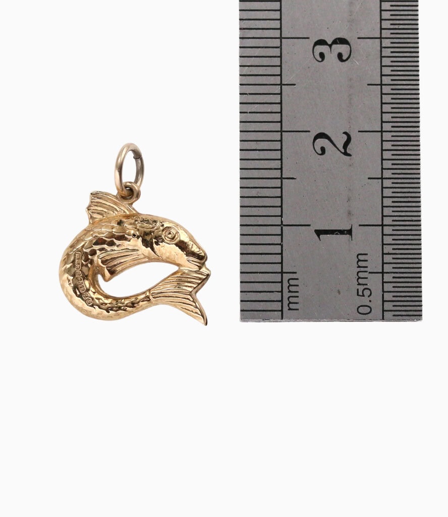 Charm hollow fish charm 9ct yellow gold 28538 — back view