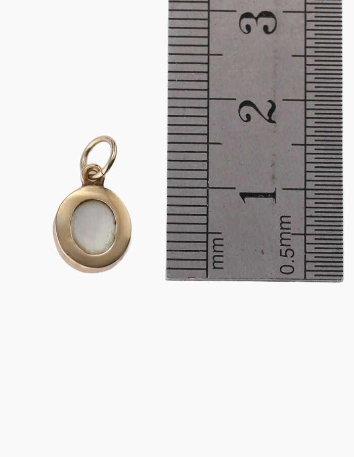 Charm oval MOP 9ct yellow gold — back view