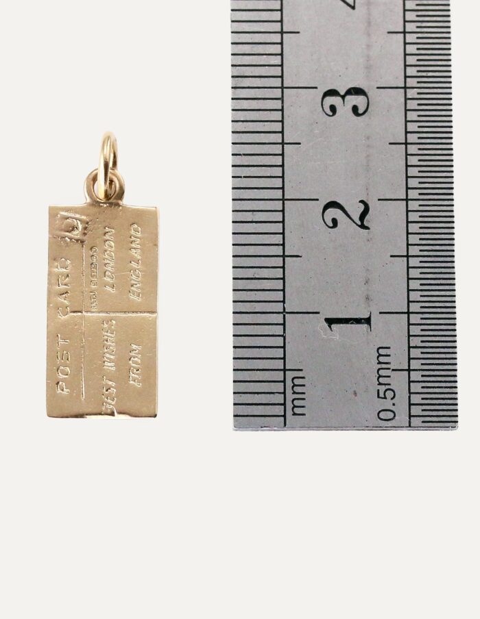 Charm postcard 9ct yellow gold 1.12g — back view