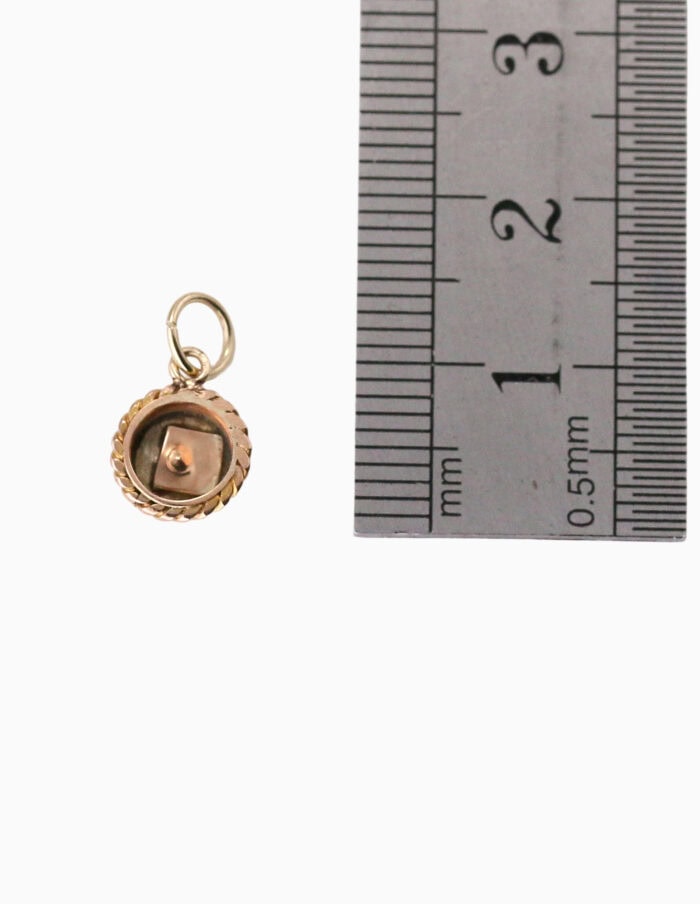 Charm round start set diamond rope outer 9ct yellow gold — back view