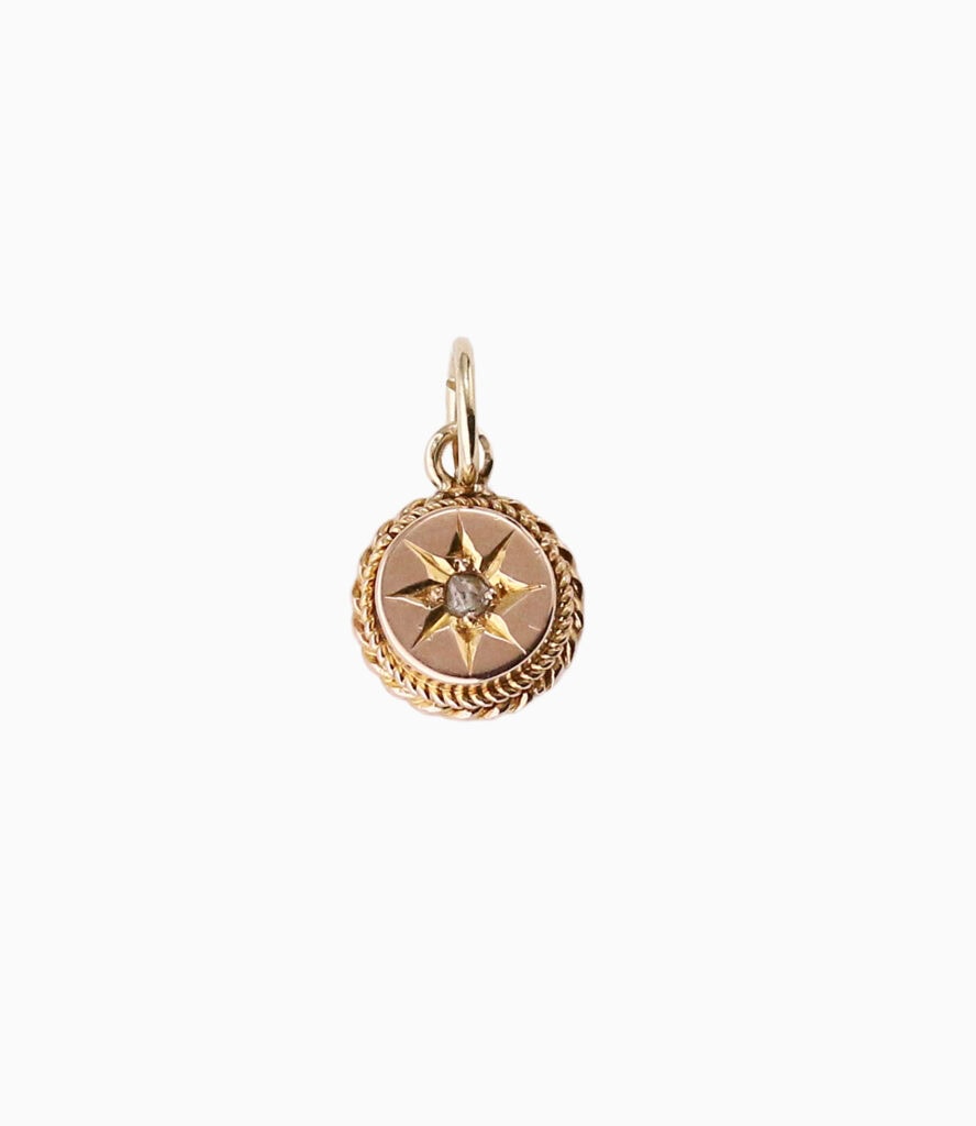 Charm round start set diamond rope outer 9ct yellow gold