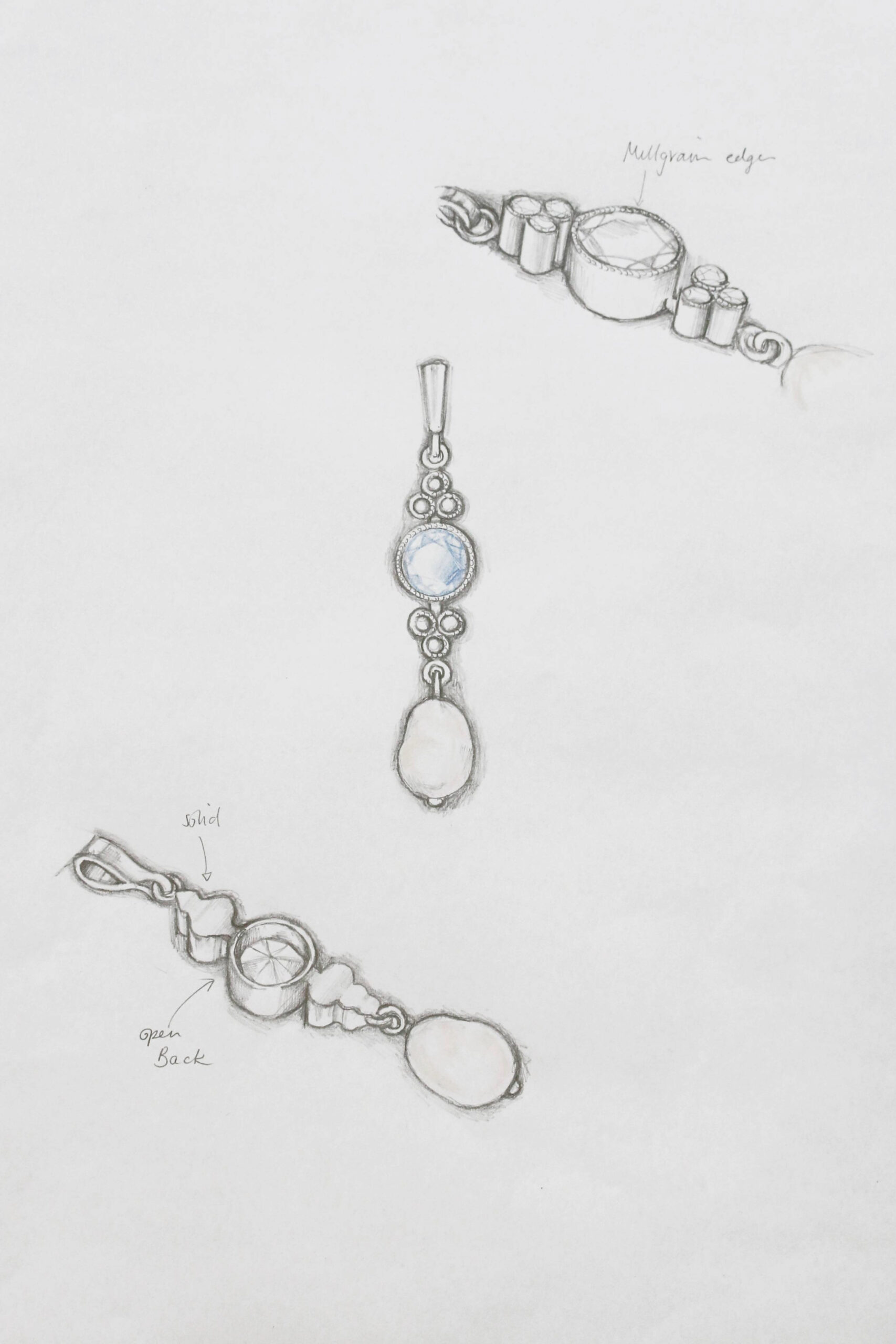 14ct Gold Aquamarine & Baroque Pearl Pendant