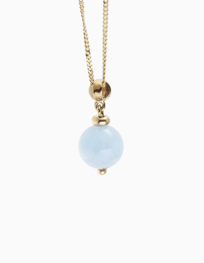 Pendant aquamarine bead drop 9ct yellow gold — back view