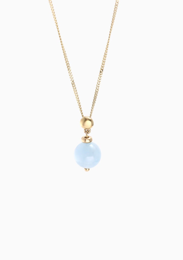 Pendant aquamarine bead drop 9ct yellow gold