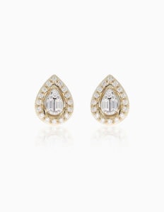 Earrings diamond 0.16ct pear studs 9ct yellow gold