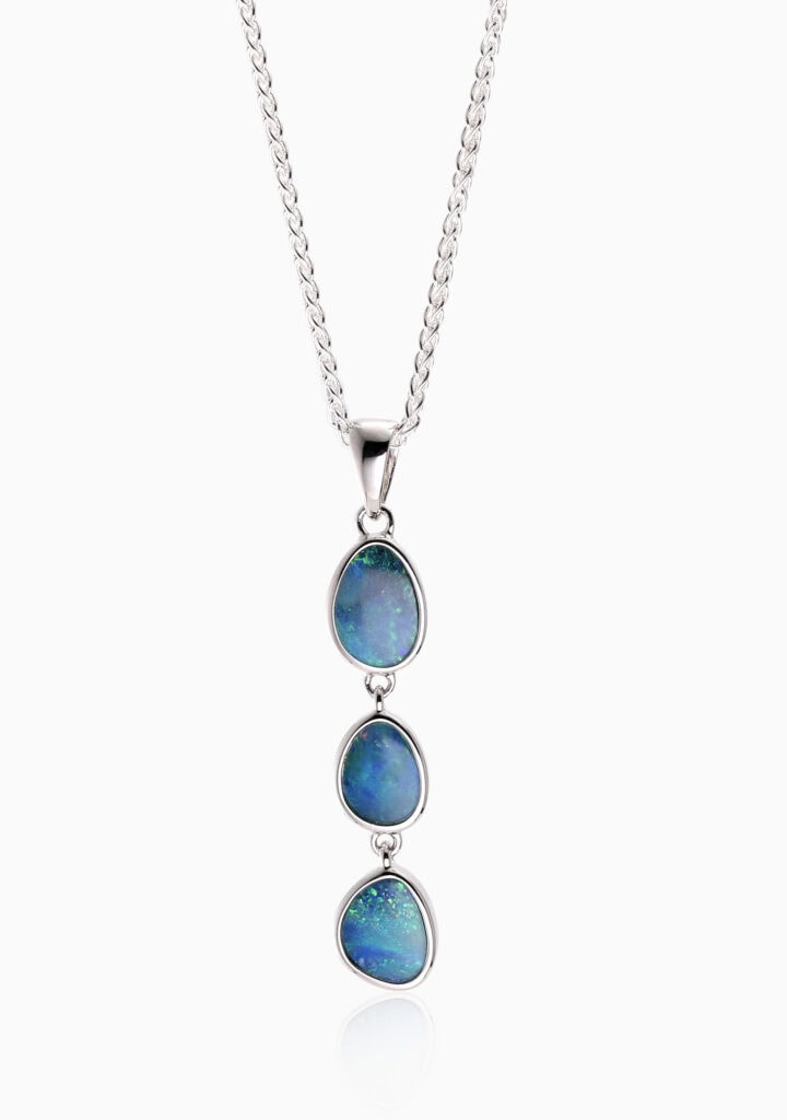 Pendant FF doublet triple drop silver
