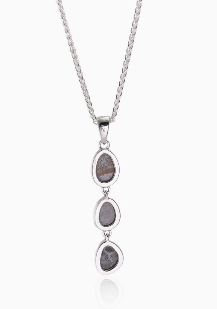 Pendant FF doublet triple drop silver — back view