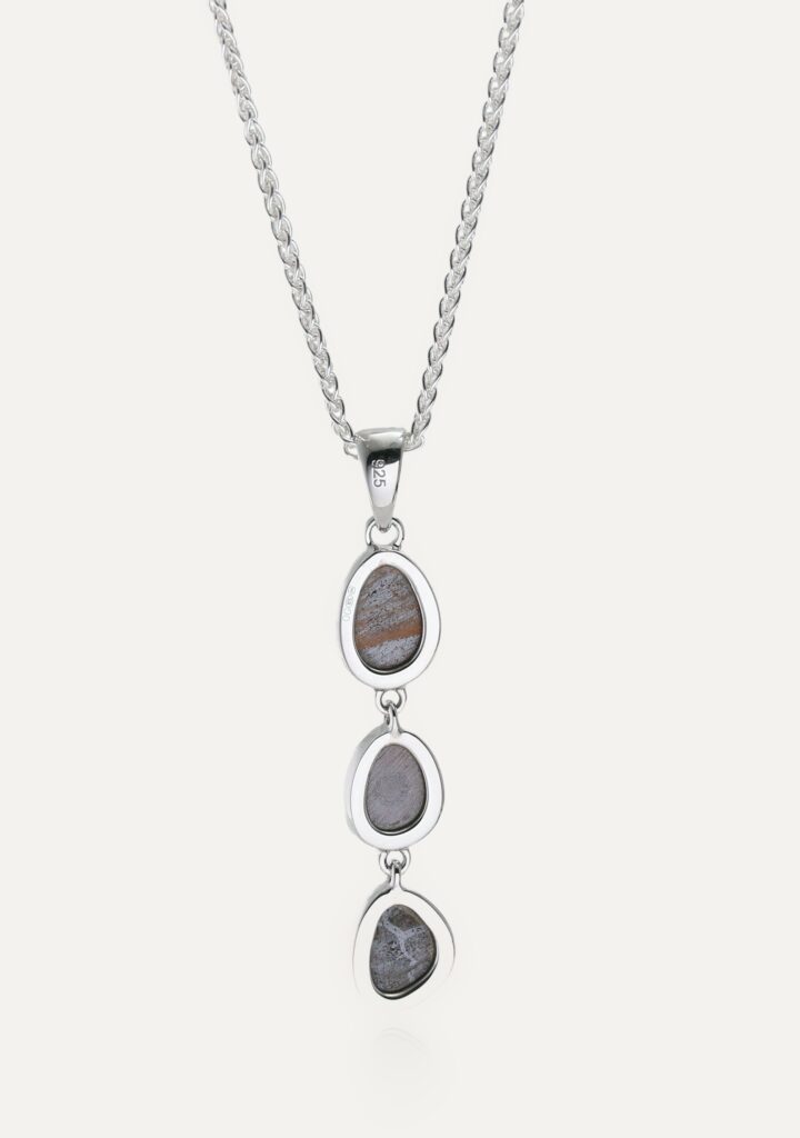 Pendant FF doublet triple drop silver — back view