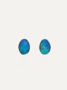 Stud earrings FF doublet green/blue silver