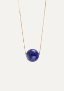 Necklace lapis lazuli bead floater on 9ct yellow gold chain