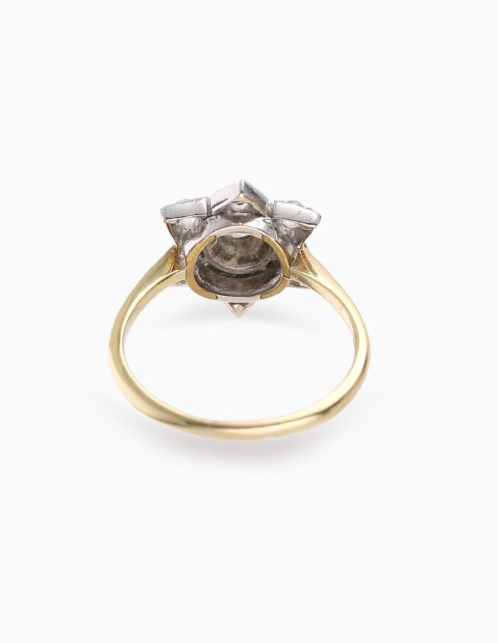 Cluster ring diamond star 1.10ct total 18ct yellow gold ring size Q — back view
