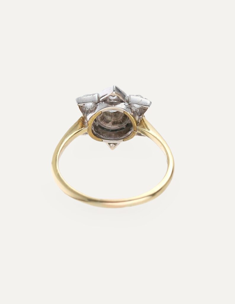 Cluster ring diamond star 1.10ct total 18ct yellow gold ring size Q — back view