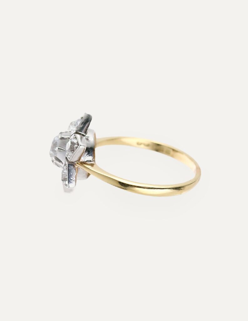 Cluster ring diamond star 1.10ct total 18ct yellow gold ring size Q — side view