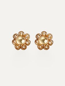 Earrings flower filigree hooks 9ct yellow gold