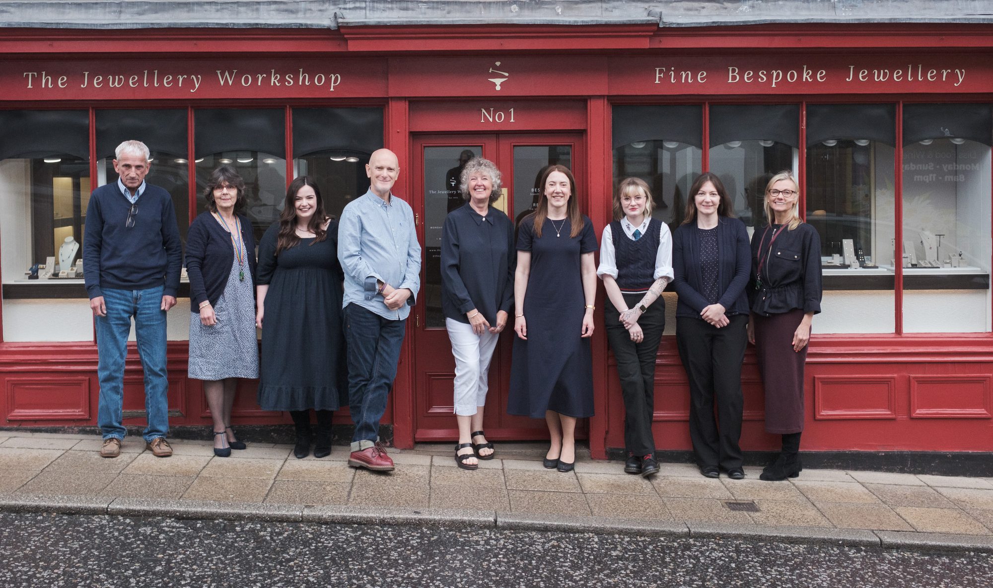 The Jewellery Workshop team outside the shopfront in Diss, Norfolk