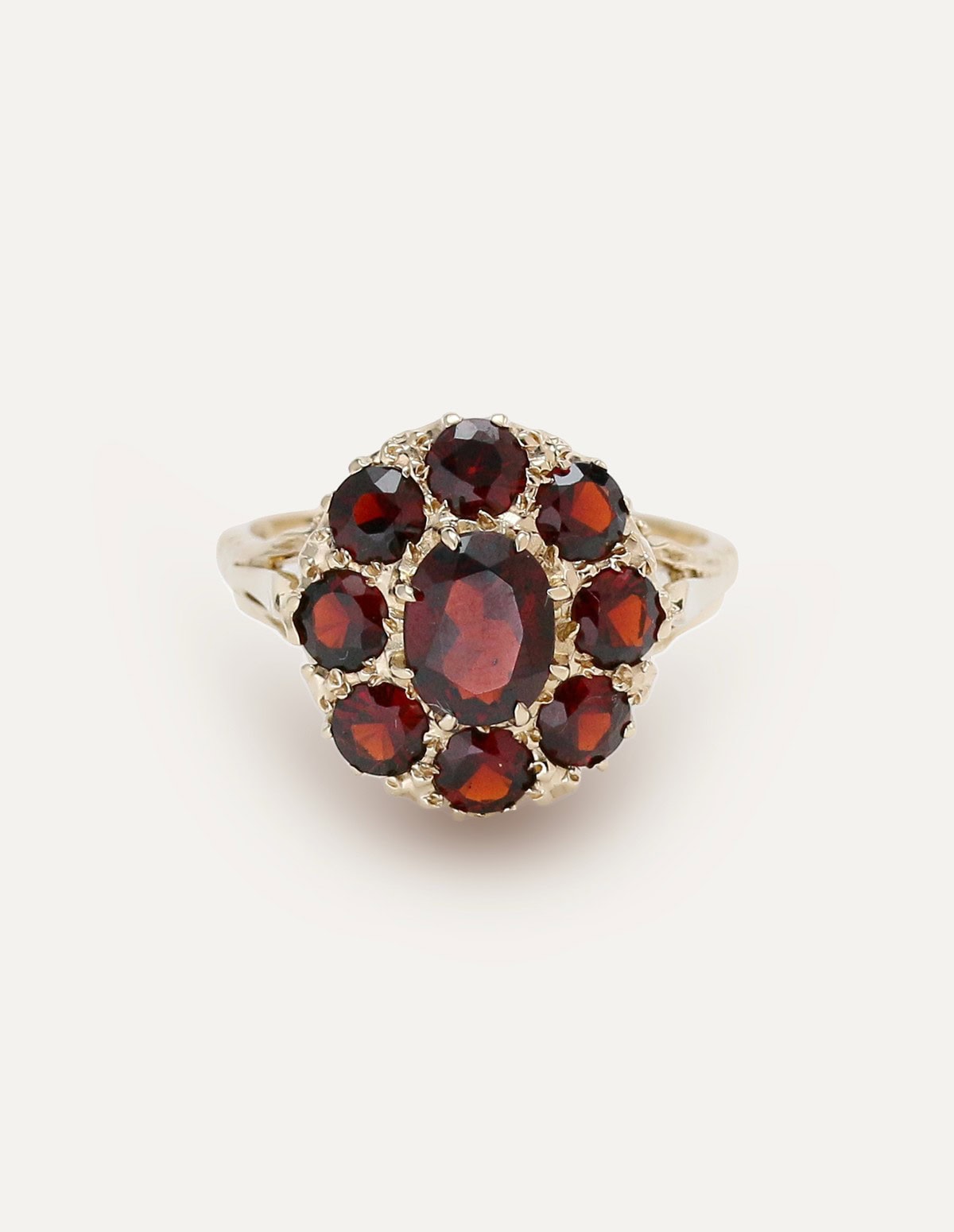 Garnet Cluster Ring 9ct Yellow Gold Size Q½ - Image 1
