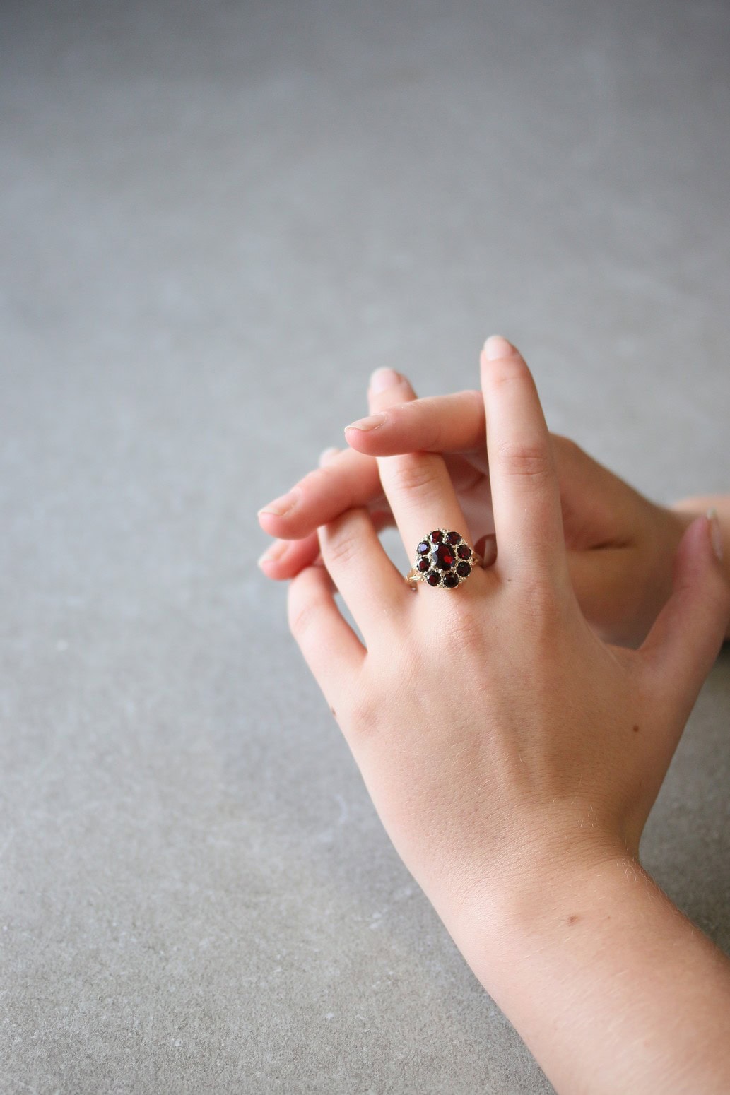 Garnet Cluster Ring 9ct Yellow Gold Size Q½ - Image 2