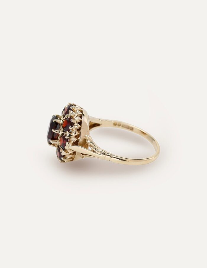Garnet Cluster Ring 9ct Yellow Gold Size Q½ - Image 4