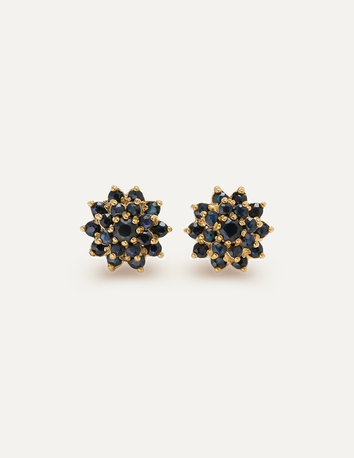 Sapphire Cluster Stud Earrings 9ct Yellow Gold - Image 1