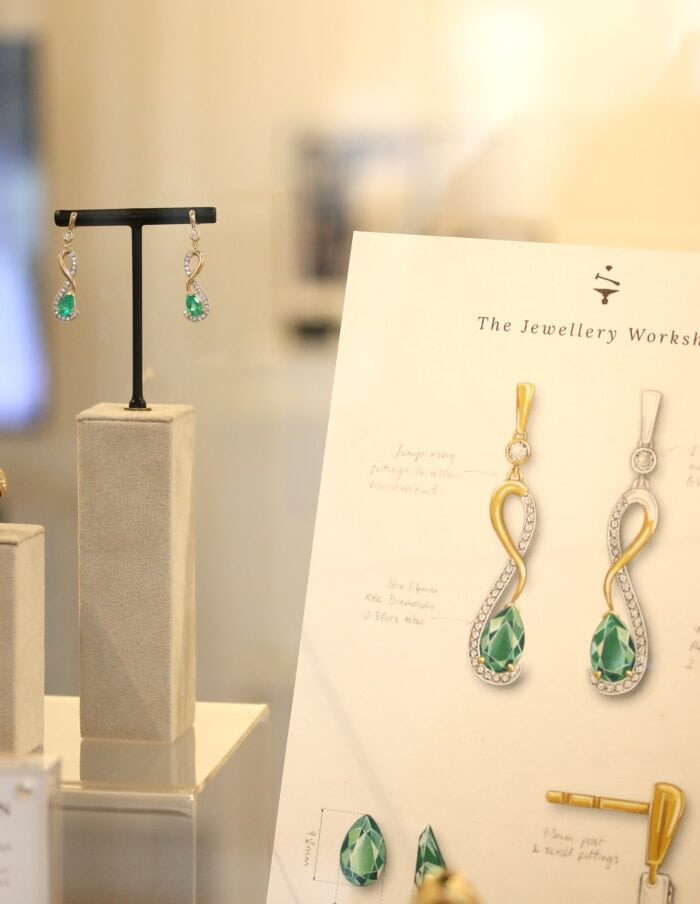 One-off Colombian emerald and diamond drop earrings in 18ct yellow gold and platinum