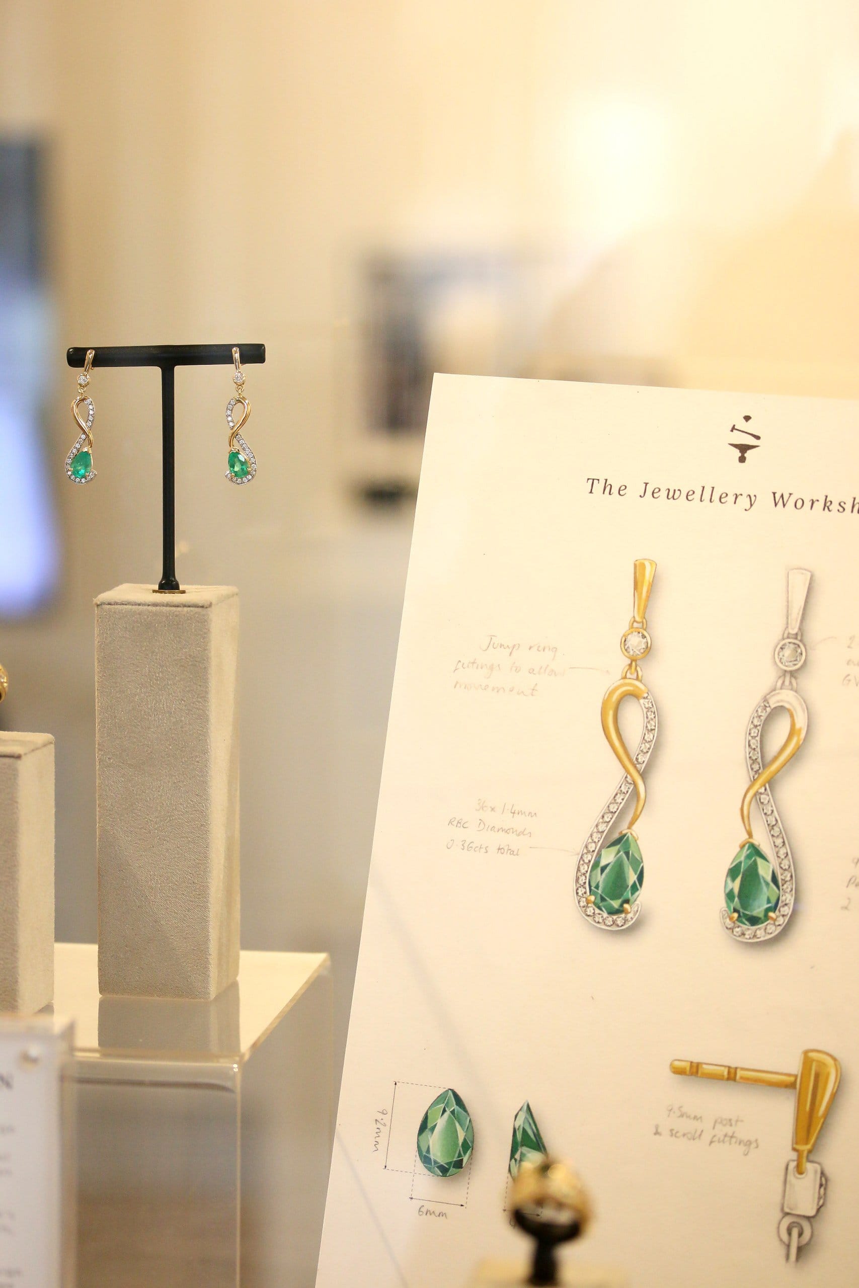 One-off Colombian emerald and diamond drop earrings in 18ct yellow gold and platinum