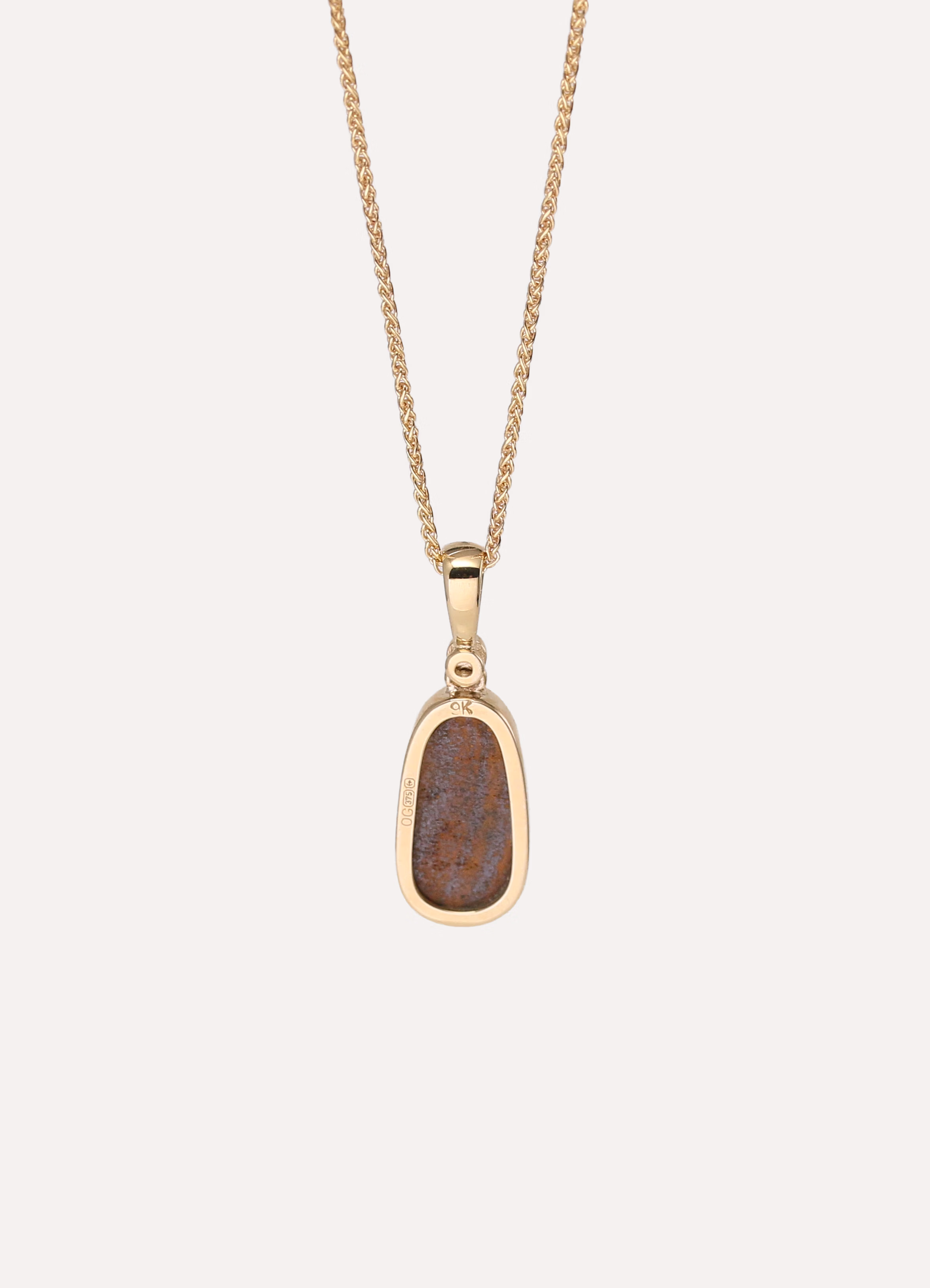Pendant and Chain Boulder Opal Doublet with 9ct Yellow Gold Bezel Setting 9ct Yellow Gold 16" Spiga Chain