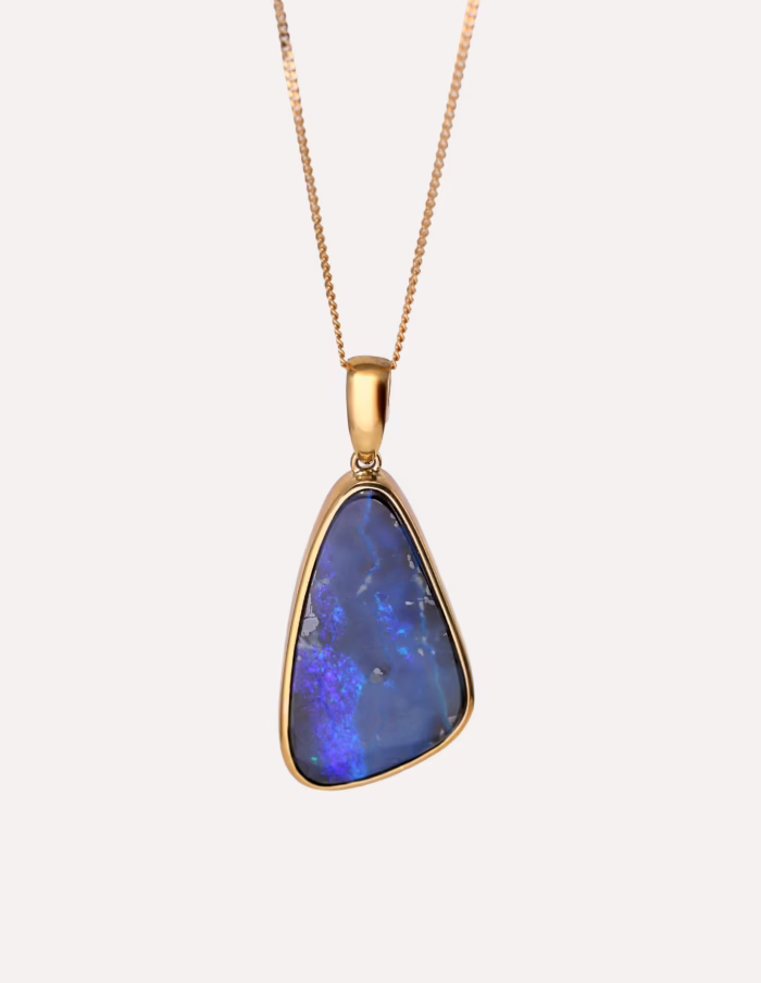 Pendant and Chain Boulder Opal with 9ct Yellow Gold Bezel Setting 9ct Yellow Gold 16" Curb Chain - Image 1