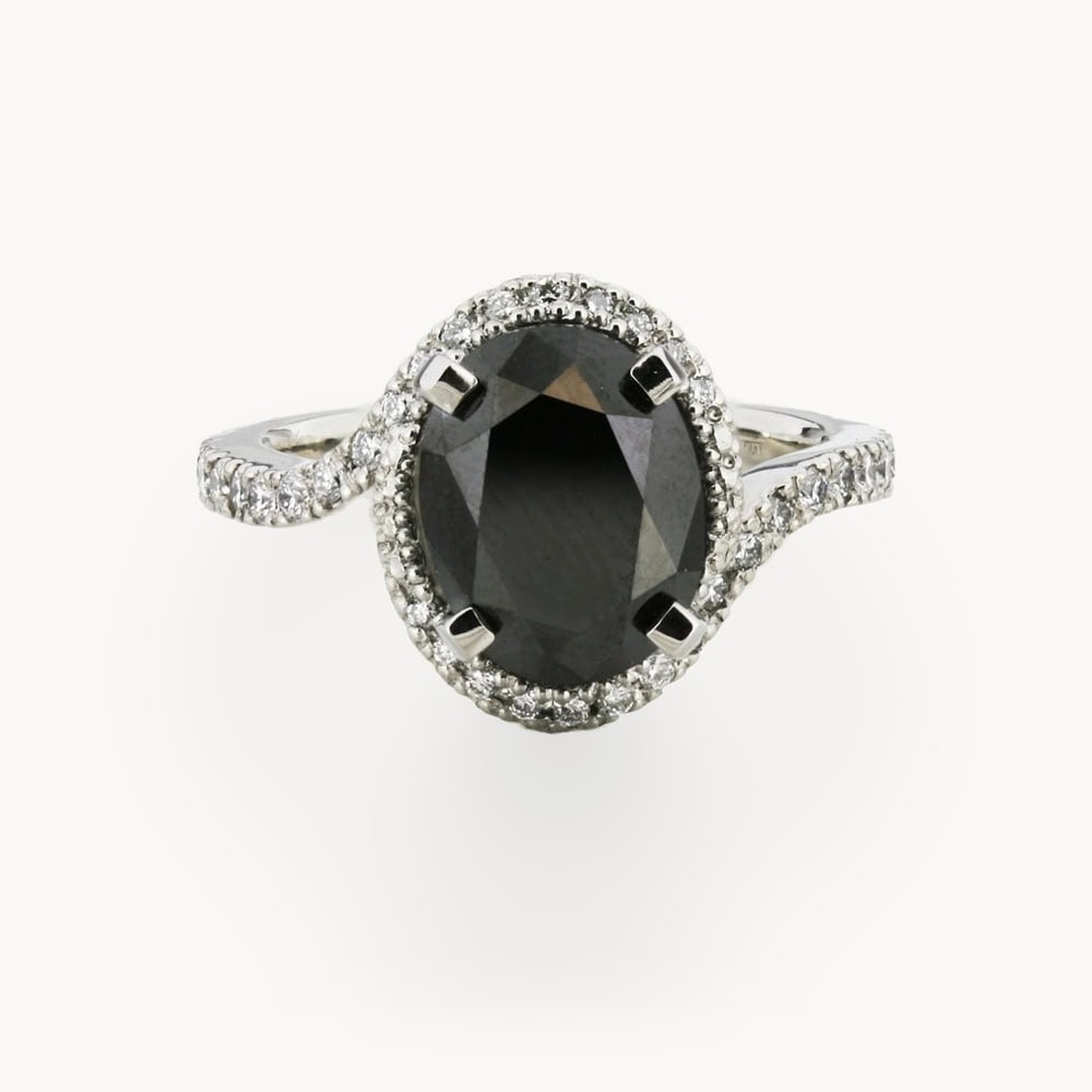 Black Diamond Halo Solitaire
