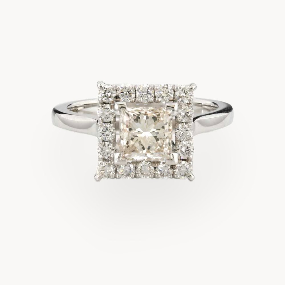 Princess Diamond Halo Ring