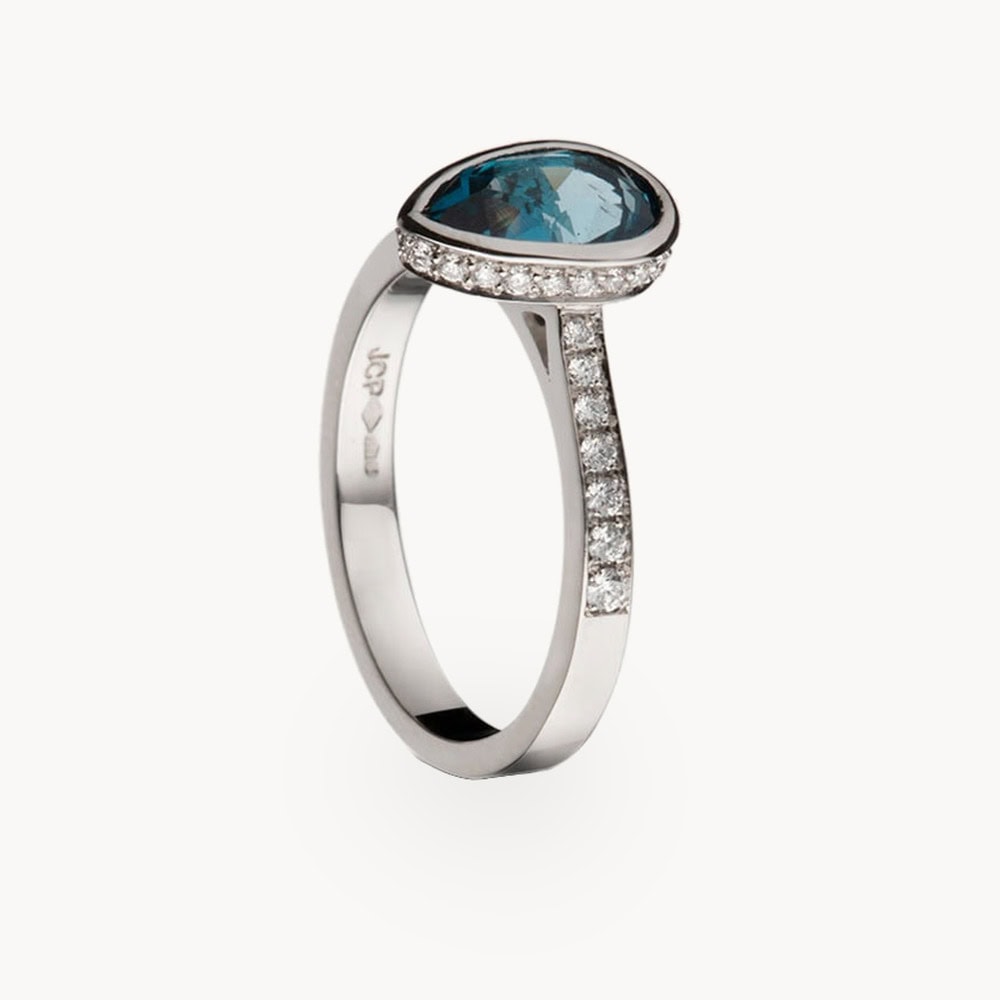 Platinum, Topaz & Diamond Ring