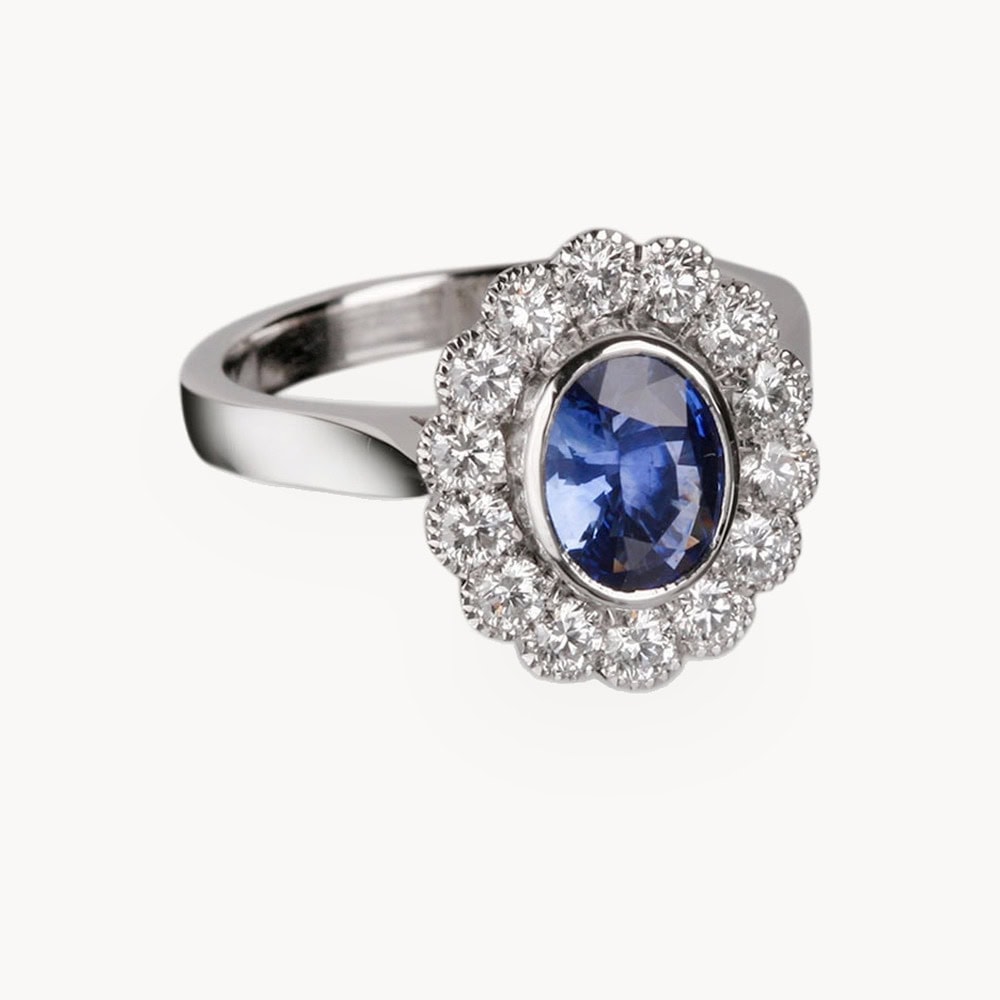 Sapphire & Diamond Cluster Ring