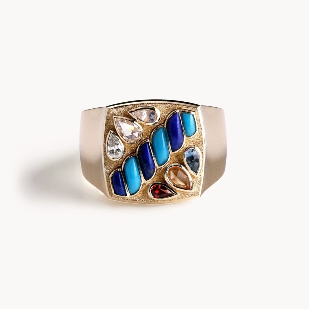 Multi~Stone Gents Signet Ring